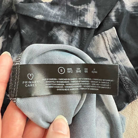 Rita Ora x Primark Long Sleeve Sheer Top in Navy Tie Dye in size S - Picture 7 of 8